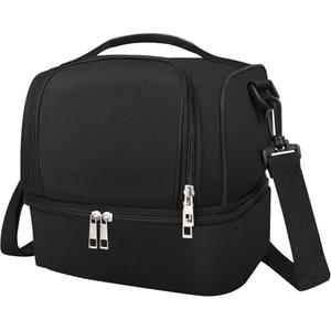 Ymoilaky Lunch Box Lunch Bag for Women Men Reusable Insulated Lunch Bag Women Lunch Cooler Tote Bags with Adjustable Shoulder Strap for Office Work Picnic Travel, Black