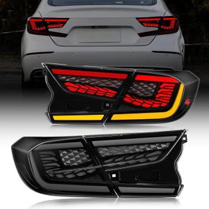 Full LED Tail Lights for Honda Accord 2018-2022,(10th & 10.5th Gen) 2018-2022 Accord Rear Lights with Start-Up Animation, Turn Signals, Brake Lights, and Reverse Lights