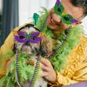 Winlyn 144 Pcs Mardi Gras Party Accessories Set Bulk Mardi Gras Bead Necklaces Masquerade Mardi Gras Coins Temporary Tattoos Rubber Bracelets for Mardi Gras Parade Masquerade Party Dcoration