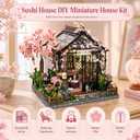 DIY Miniature House Kit, DIY Book Nook with LED Light | 3D Puzzles for Adults and Teens, Building Kits for Bookshelf Decor, Creative Gift for Craft Lovers | Sakura Greenhouse, Standard Book Nook Size