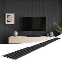 WPC Slat Wall Panels 8 Pack 96" x 6", Waterproof Fluted Wall Paneling, Accent 3D Wall Panel for Wall Decor, Bathroom, Bedroom, Office - Low Grille Black (Cover Approx.32 sq.ft)