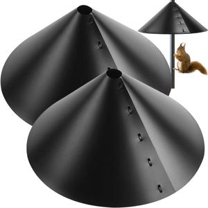 2 Pack 18 Inch Extra-Wide Squirrel Baffle for Bird Feeder Poles - Heavy-Duty Adjustable PP Guard, for Outdoor Pole Mount Stopper & Shepherds Hook, 360 Bird House Protection (Fits 0.67-1.38" Poles)