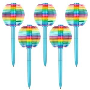 UEXINGOO 5 pcs Fidget Ballpoint Pen, Decompression, Multifunction Writing, Multi Colored Pens for Office Desk Toys, Novelty Gifts for Kids Children Students (Rainbow 5 PACK)