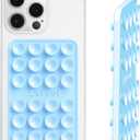 4 x Anteel Double-Sided Silicone Suction Phone Case Mount, Enhanced Suction Cup Power and Thickened Grip for Selfies and Videos, Durable, Hands-Free Non Slip Accessories, 2.36"x3.66" (Baby Blue)