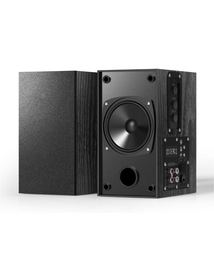 Elimavi 30W X 2 Powered Bookshelf Speakers - 3.5-RCA Input for Turntable, TV, PC, Record Player Speakers with 4 Inch Woofer & Wall Mounted