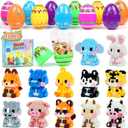 Easter Basket Stuffers Essentials, 12 Pcs Mini Animal Building Blocks with Easter Eggs, Building Blocks for Teens Kids Girls Boys Egg Hunt Prizes, Party Favors and Classroom Gifts (Easter - Animal A)