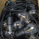 addlon LED Outdoor String Lights 48FT with Edison Vintage Shatterproof Bulbs and Commercial Grade Weatherproof Strand - ETL Listed Decorative Lights for Patio Garden (Black)