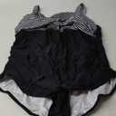 Daci Plus Size One Piece Swimsuits - Tummy Control Bathing Suit for Women Cutout Swimwear (Black Striped) 18W