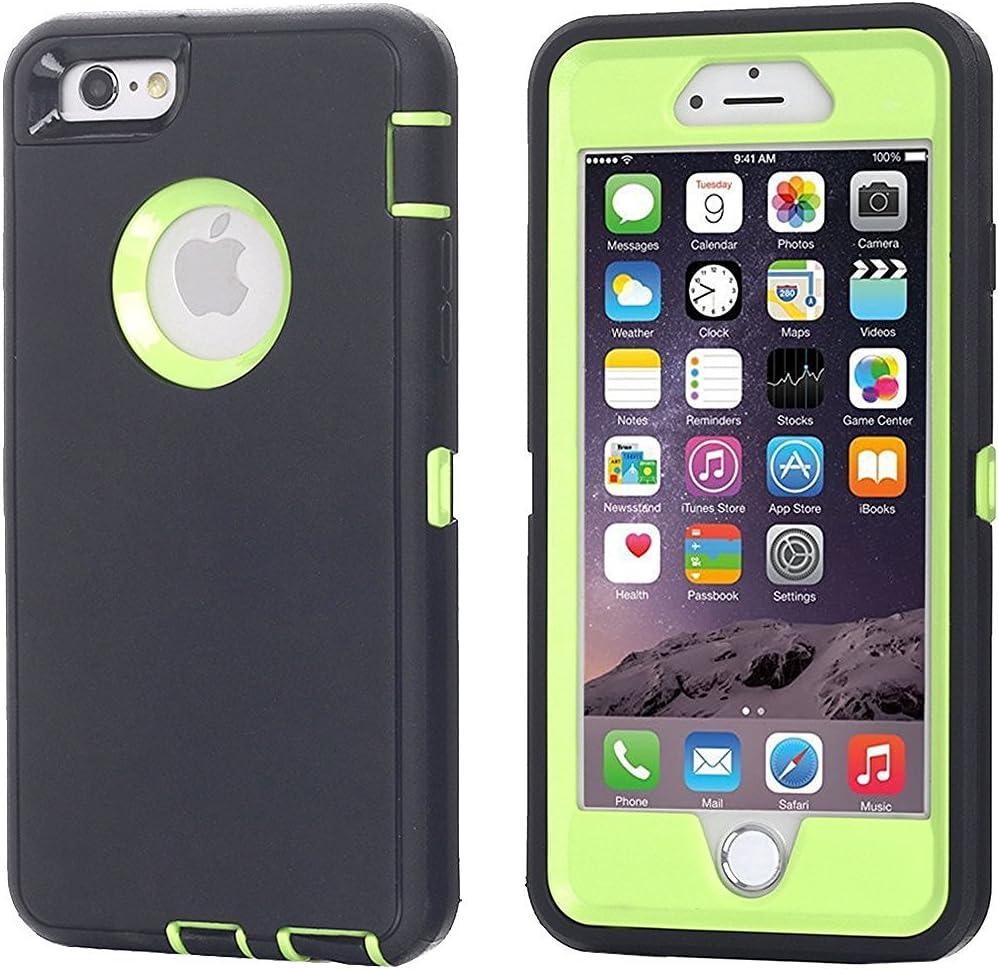 iPhone 6 Case, iPhone 6S Case [HEAVY DUTY] AICase Built-in Screen Protector Tough 3 in 1 Rugged Shorkproof Cover for Apple iPhone 6/6S (Black/Green)