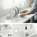 MicoYang Silicone Dish Drying Mat for Multiple Usage,Easy clean,Eco-friendly,Heat-resistant Silicone Mat for Kitchen Counter or Sink,Refrigerator or drawer liner Translucent L 16 inches x 12 inches