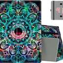 COOWPS Case for New Amazon Fire HD 8 & HD 8 Plus Tablet (12th/10th Generation, 2024/2022/2020 Release) - Slim Folding Stand Cover with Auto Wake/Sleep and Hand Strap, Mandala Flower