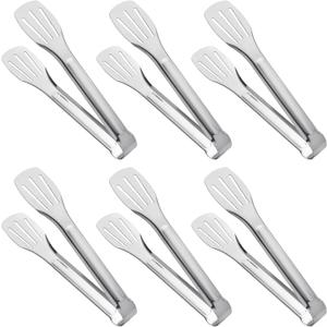 Serving Tongs Kitchen Tongs, Buffet Tongs, Stainless Steel Food Tong Serving Tong, small tongs 6 Pack (9 Inch)