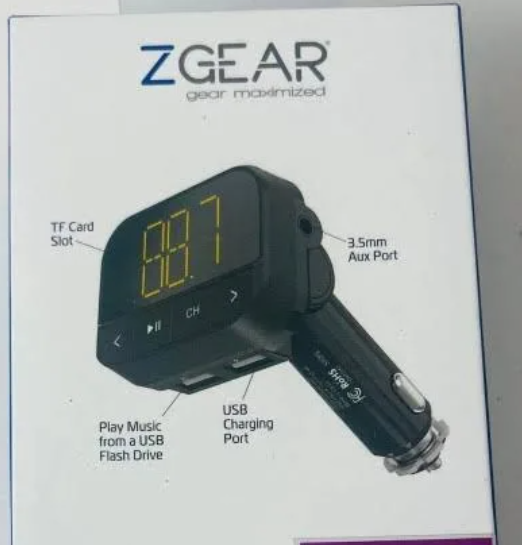Zgear Fm Transmitter and Fast Charging Car Charger 12 watt 2.4 amp Aux & USBport