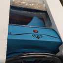 Nostalgia Snow Cone Shaved Ice Machine - Retro Cart Slushie Machine Makes 48 Icy Treats - Includes Metal Scoop, Storage Compartment, Wheels for Easy Mobility - White, Blue