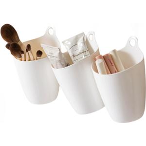 3 Pack Wall Toothbrush Holder for Bathroom Shower Organizer Hanging Cup Holder for Tooth Brush,Electric Toothbrush,Toothpaste,Razor,Makeup Brush,Pen,Adhesive Bucket Wall Organizer