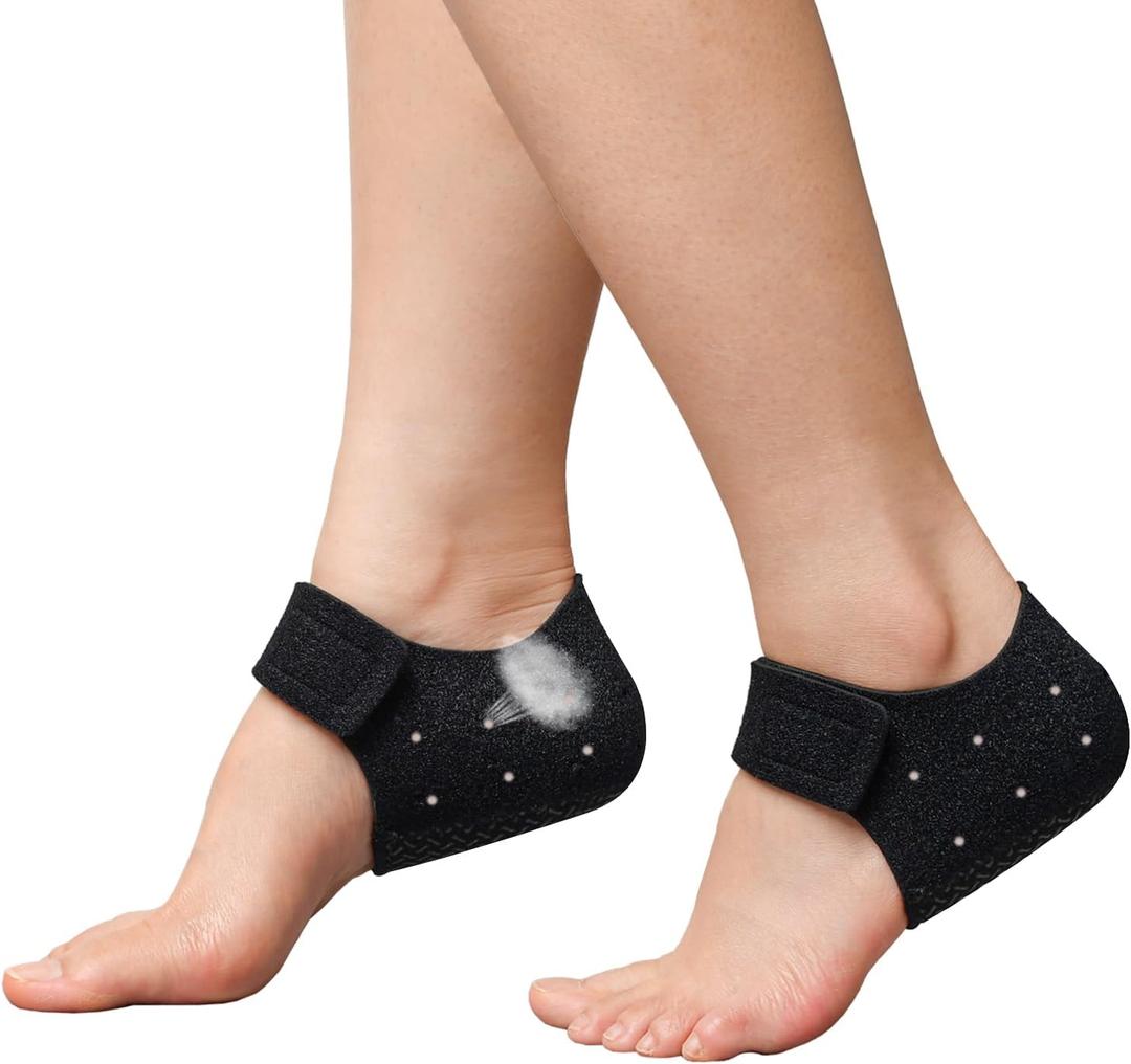 Plantar Fasciitis Heel Protectors Cups - 2 Pcs Gel Heel Cups for Heel Pain Relief, Adjustable Heel Cushion Inserts for Women & Men, Heel Pads for Walking, Sports, Yoga, Home Use (Black, M)