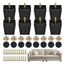 8 Pack Plastic Furniture Legs 3 Inch - Heavy Duty Couch Feet Replacement, Sofa Legs & Chair Legs Set of 8, Black Coffee Table Legs with Non-Slip Base