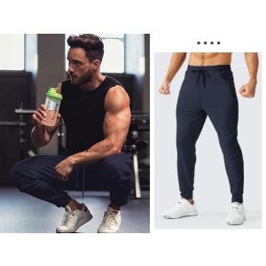 Aolesy Men's Joggers Sweatpants with Zipper Pockets Fleece Athletic Gym Winter Warm Pants for Workout, Running, Golf Navy Blue, Large 