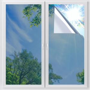 LUTE One Way Daytime Privacy Window Film, Sun Blocking Anti-UV Heat Blocking Tint, See Out Not in Reflective Mirror Covering for Home Door, Silver, 35.4" x 78.7"