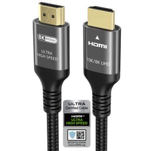 Ubluker Certified 10K 8K 4K HDMI 2.1 Cable 10FT, 48Gbps Ultra High Speed HDMI® Cord Ethernet CEC 4K 240Hz 165Hz 144Hz 120Hz 8K 60Hz eARC Netflix HDCP2.3 HDR10+ PC Laptop RTX5090 TV Monitor Projector X-box PS5