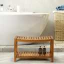 Upolana Teak Shower Bench, 32" Solid Wood Shower Stool for Inside Shower to Sit On, Wooden Bathroom Shower Seat Waterproof, 32 x 14 x 20 inches