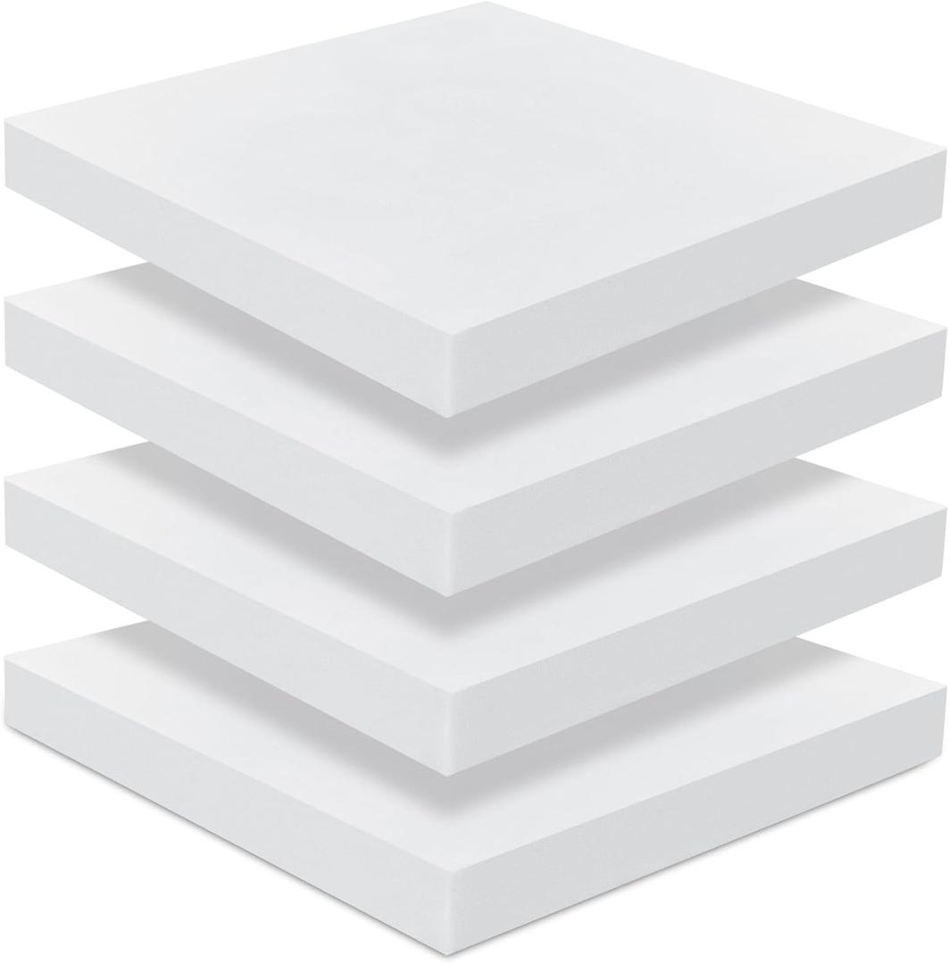 Frienda 4 Pack 2" x 20" x 20" Upholstery High Density Foam Cushion Seat Replacement Square Cut to Size Foam Couch for Patio Furniture Commercial Dinning Chair Couches Benches Padding DIY Projects