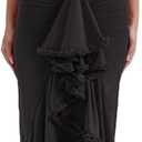 meilun Elegant Mesh Wedding Guest Dress Flowy Ruffle Bodycon Maxi Dress Fishtail Long Formal Dress L