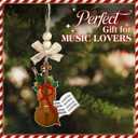 2 x Miniature Violin Christmas Ornament  Holiday Music Wooden Ornaments Home Decor, Vintage Musical Instrument Gift for Violinists, Violists, Music Lovers & Violin Teachers