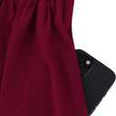 SOFIA'S CHOICE Women's Knee Length Skirt Elastic Waist A Line Flowy Midi Skirts with Pockets Wine Red Medium