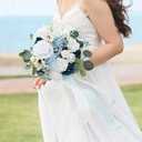 Ling's moment Wedding Artificial Flowers Package, Bridal Bouquet, Bridesmaid Bouquets, Boutonniere for Men, Rose Petals