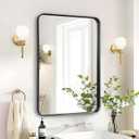 Bathroom Mirror Over Sink - 24x36 Inch Black Rectangle Framed Matte Mirror for Bathroom, Rectangular Aluminum Frame Mirrors Wall Mounted for Restroom, Farmhouse, Entryway, Hallway