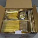 N9R 500PCS Gold Plastic Silverware - Gold Plastic Cutlery Set Disposable Flatware Dinnerware -200 Forks, 150 Spoons, 150 Knives for Party, Birthday, Wedding Utensils