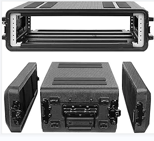 Diandian 2U Rack Case Shallow 12" Depth, 19" Rackmount Flight Case, Watertight Dust-Proof, Shock Mount for Amplifier, Pro Audio, DJ Mixer, Effects with Microphone Compartments