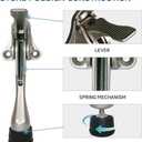 One Touch Kickdown Door Stopper, Door Holder, Heavy Duty Door Stops, Bottom of Door, Height-Adjustable Rubber Tips by HASHI (Satin Nickel 4 inch x 1pack)