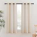 NICETOWN Beige Linen Curtains 63 inch Length 2 Panels, Grommet Flax Semi Sheer Linen Blend Curtains & Drapes Privacy with Light Filtering Window Drapes for Nursery, W36 x L63, 2 Pieces