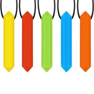 Xtra Tough (XT) Sensory Chew Necklace for Kids, Boys or Girls (5 Pack) - Chewing Necklace Teething Necklace Teether Necklace Chew Toys - Teething Toys Designed for Autism ADHD (5 Colors)