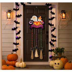 Witches Broom Halloween porch decor Wall Decor 3Pcs Broom alloween Ghost Halloween Party Decorations Indoor,outdoor Built-in led light sign