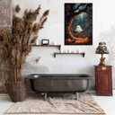 FOTRIC Halloween Wall Art Ghost and Cat Wall Art Ghost Pictures Canvas Prints Vintage Halloween Black Cat Wall Decor Spooky Pumpkin Art Gothic Bathroom Aesthetic Decor Canvas Roll 20x30 inch