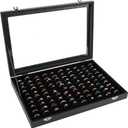 Siveit Ring Display Case Organizer Box with Transparent Lid, Ring Holder Showcase For Store Display Jewelry Show Home, Ring Organizer For Jewelry Rings, Studs Earrings (100 Slot, Black)