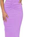 HUUSA Women's Sexy Sleeveless Cut Out Slim Bodycon Dress Crewneck Crisscross Twist Ruched Slit Ribbed Knit Tank Midi Dress (Medium, Light Blue)