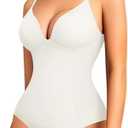 LODAY Shapewear Bodysuits for Women Deep V Neck Body Suit with Built in Bra, Medium