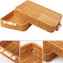5 Pack 11.8 x 7.8 inch Rectangle Rattan Tray, Rectangle Woven Serving Basket with Handles, Storage Rattan Serving Trays for Home, Restaurant & Hotel Use, Durable & Easy-Cleaning