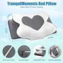 Cervical Neck Pillow for Sleeping, Memory Foam Pillow for Neck Support, Set of 2 Ergonomic Pillow for Pain Relief, Contour Bed Pillow for Side Back Stomach Sleepers, Grey Standard Size