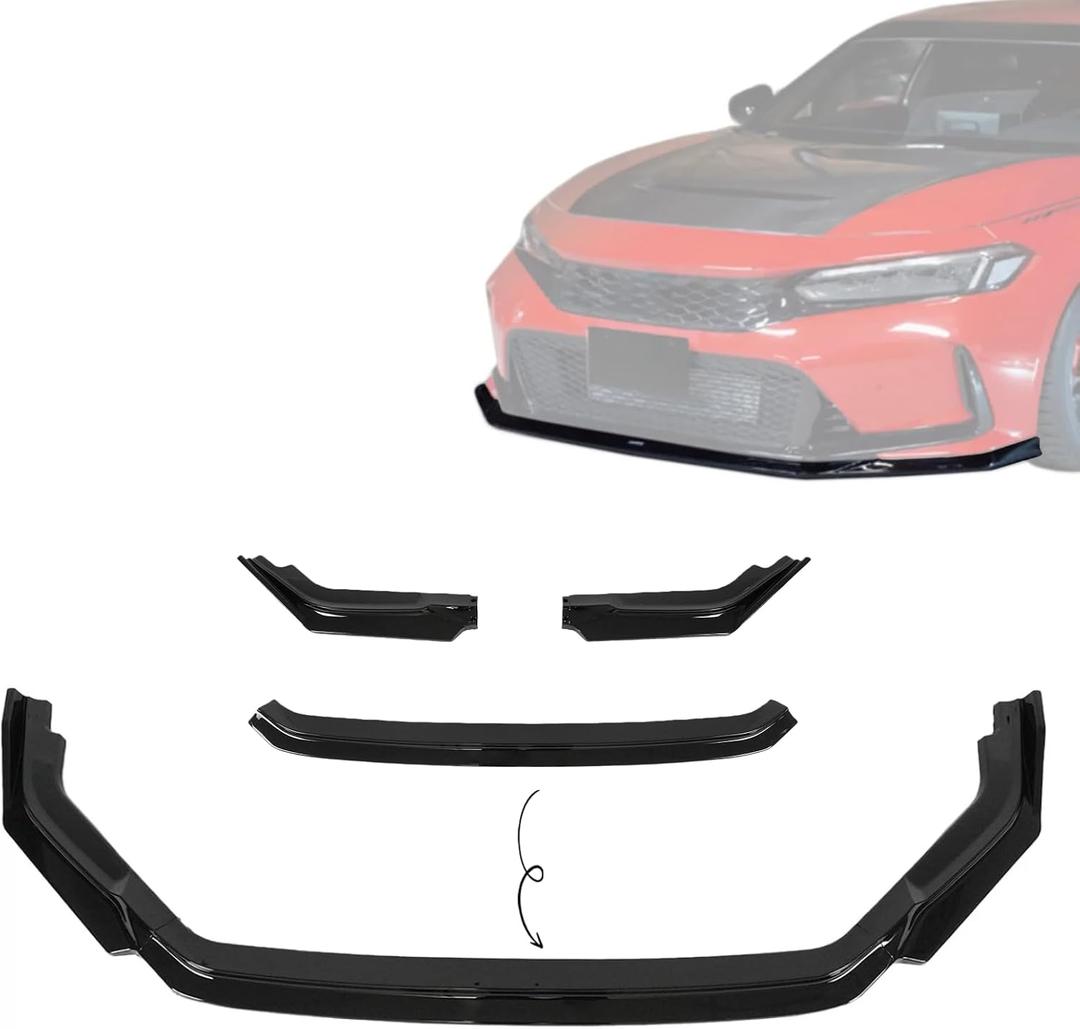 Front Lip Splitter Glossy Black for Honda Civic Type-R FL5 2023-2026 | JDM Style Air Dam Chin Spoiler,Easy Installation,Perfect Fit