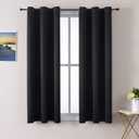 ChrisDowa Small Window Curtains 50 inches Long for Bedroom - Grommet Short Thermal Insulated Room Darkening Curtains for Kitchen (2 Panels, Black, 29 x 50 Inch)