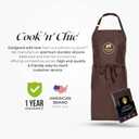 Essential Chef Baking Apron - Professional and Durable for Cooking - Cotton Kitchen Apron - Adjustable by Cook'n'Chic (Brown)
