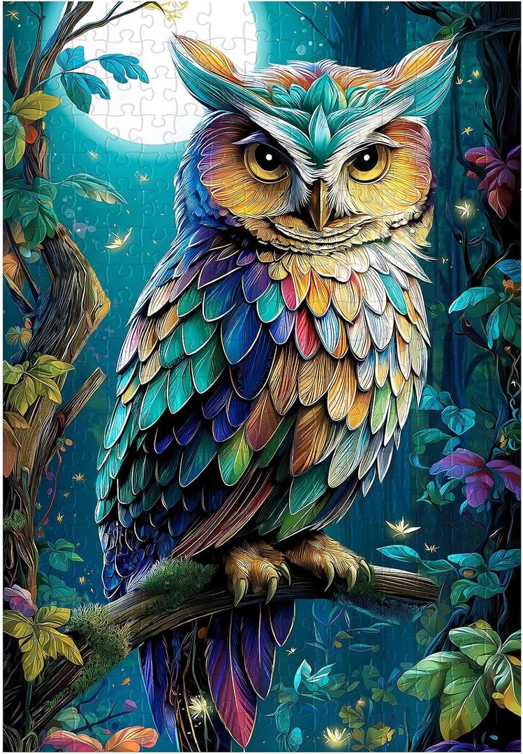 Great Jigsaw Puzzles for Adults 300 Pieces Mystical Owl Puzzles for Adults Toys Gift Family Decoration Kids Puzzle (15"x10"-300PCS)
