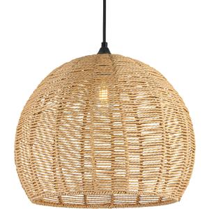 16.1 inch Hemp Rope Woven Pendant Light Wicker Pendant Light Rattan Light Fixture Boho Chandelier Farmhouse Chandelier Dome Pendants Light for Dining Room Bedroom Kitchen