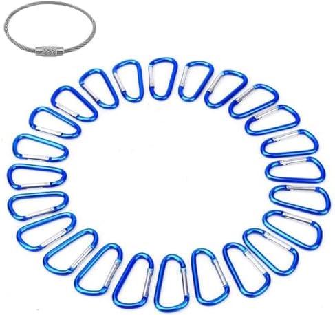 STURME 2" Aluminum D Ring Carabiners Clip D Shape Spring Loaded Gate Small Keychain Carabiner Clip Set Outdoor Camping Mini Lock Snap Hooks Spring Link Key Chain Durable Improved 24 PCS
