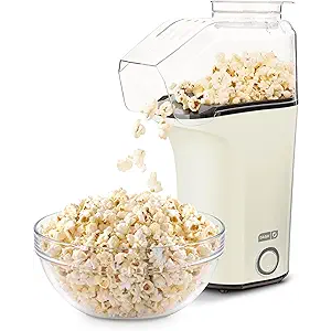 DASH Hot Air Popcorn Popper Maker with Measuring Cup to Portion Popping Corn Kernels + Melt Butter, 16 Cups - White